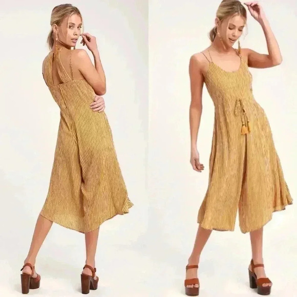 Band of Gypsies Paris Striped Culotte Jumpsuit - Picture 1 of 14